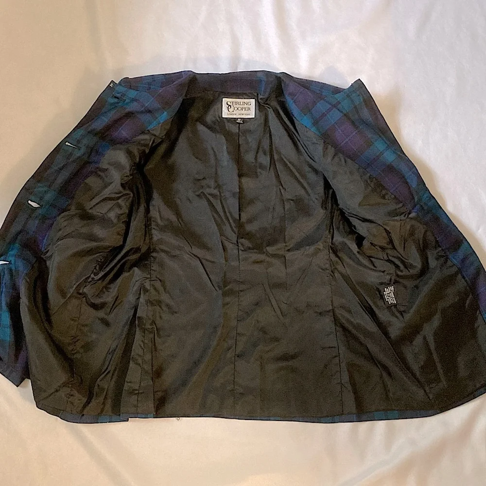 ⭐️ Vintage Stirling Cooper Plaid Button Down Blazer Size 12 - Picture 8 of 13